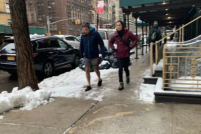 It was so snowy that someone decided to wear shorts
